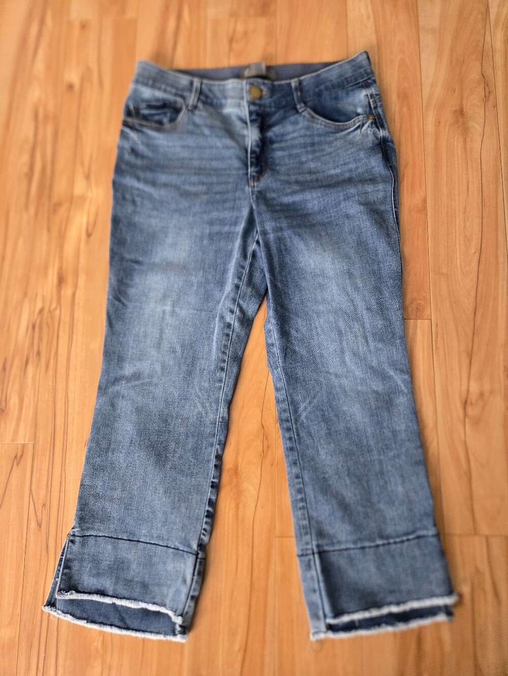 Democracy "Ab"solution Cropped Wide Leg Jeans with Double Layer Raw Fray Hem 14 - Picture 2 of 9